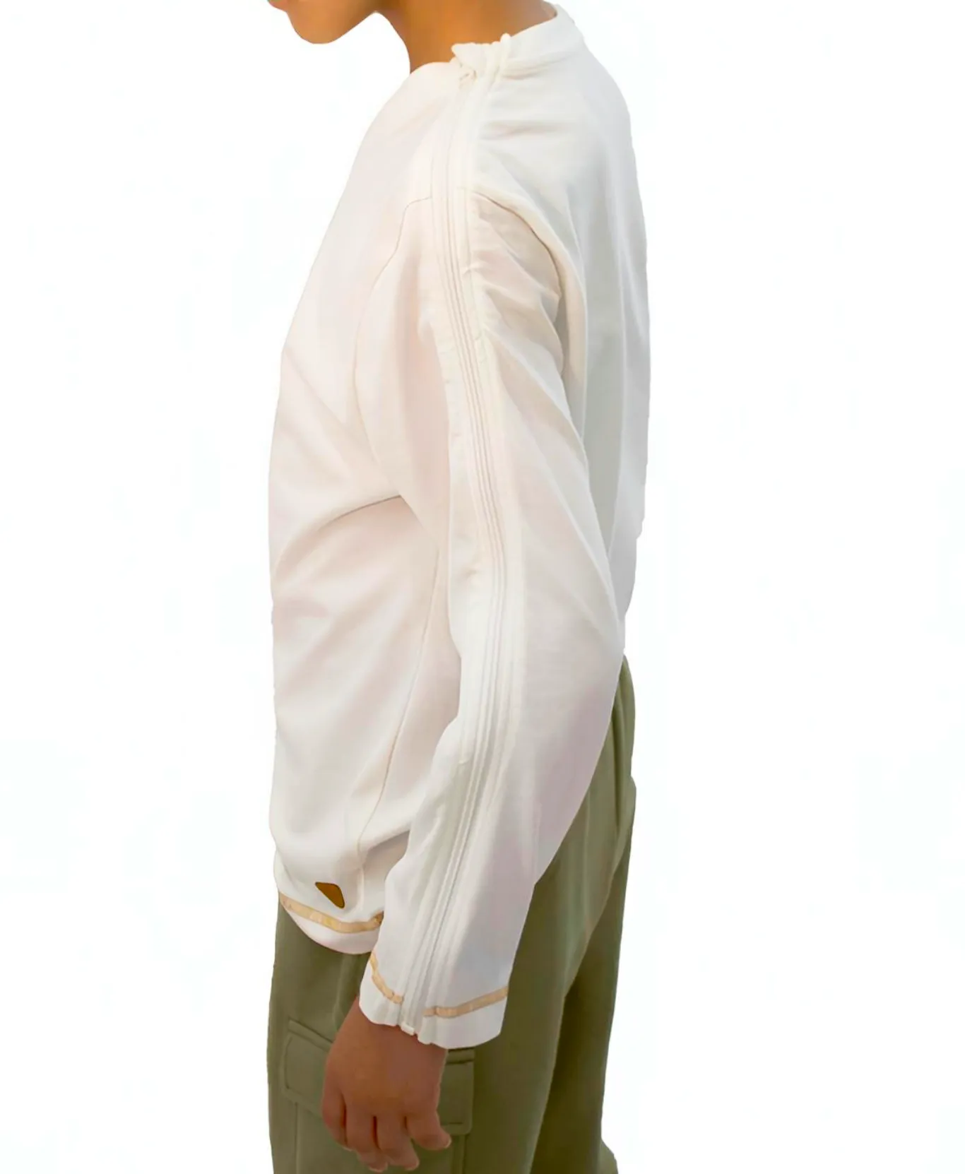 Adaptive Kids Long Sleeve V-Neck Top: Full Shoulder Zipper for Easy Undressing