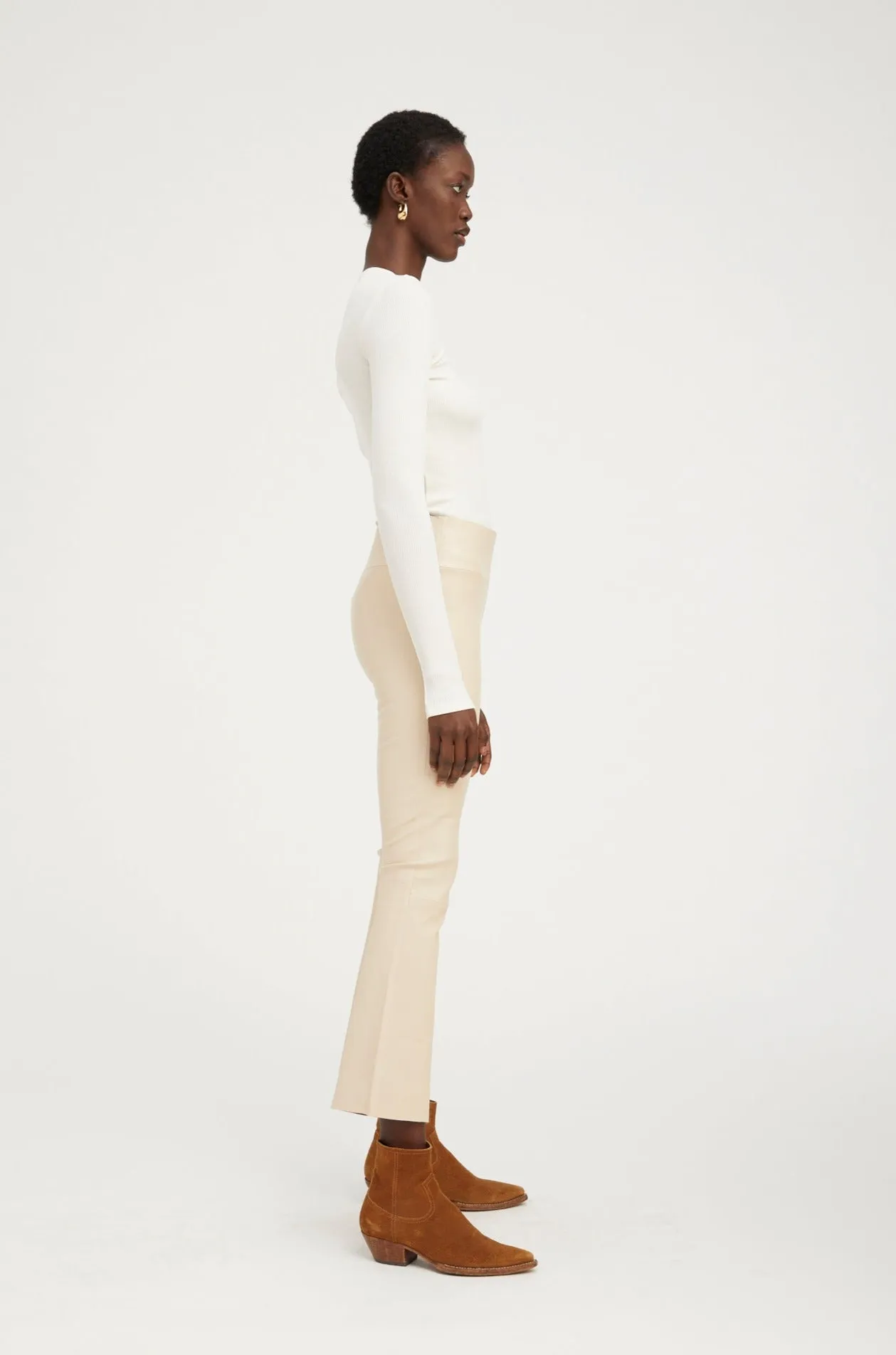 Alabaster Leather Ankle Flare