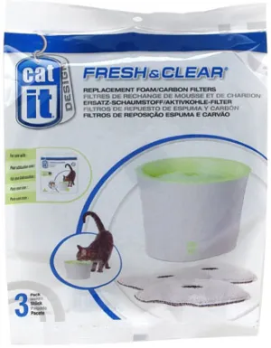 Catit Replacement 3 Pack Carbon & Foam Cartridge For Fresh & Clear Water Fountain