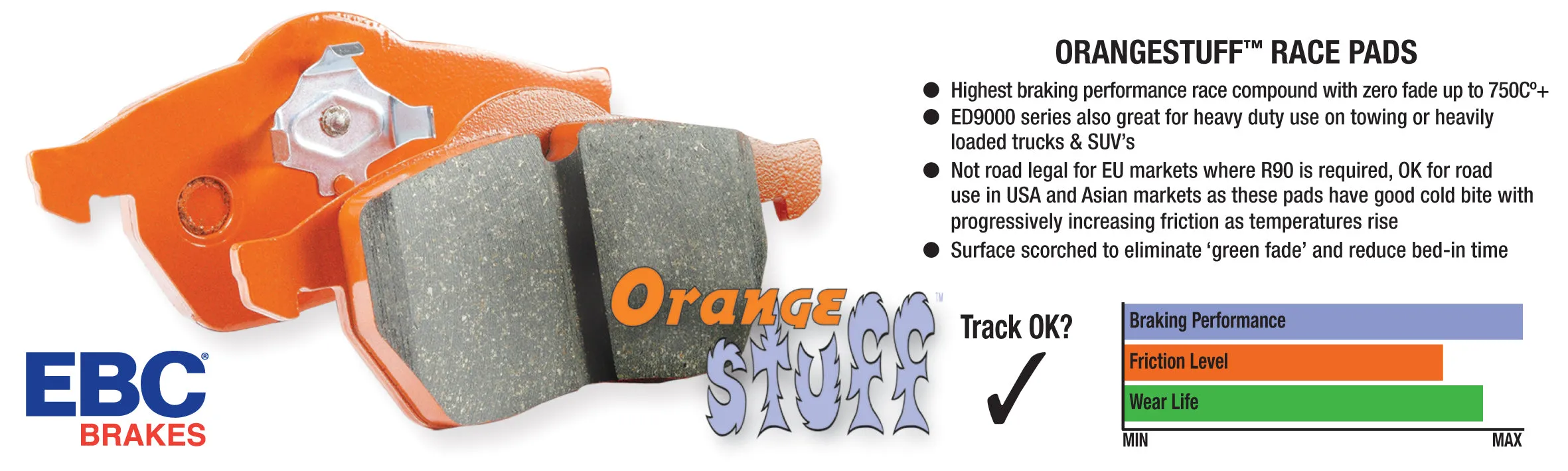 EBC Brakes DP9042 Orangestuff 9000 Series Race Brake Pads; 370mm Dia.;