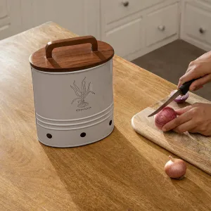 Ellementry Canny Onion Storage Barrel With Wooden Lid(1000 gm) |Kitchen Storage Container | Kitchen Accessories Items| Storage Organizer | Kitchen Organizer | Multipurpose Storage Container