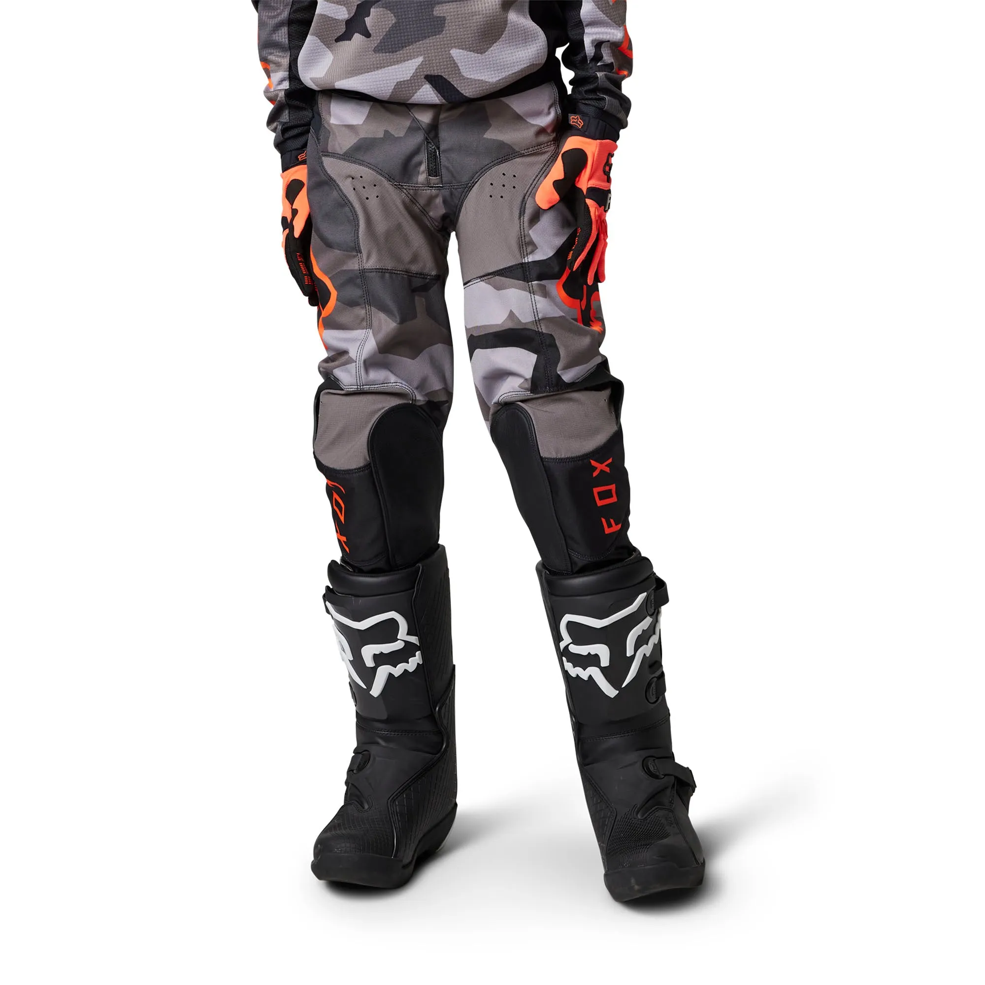 Fox Racing  Youth Grey Camo 180 BNKR Pants Heat Abrasion Resistant Stretch Zip