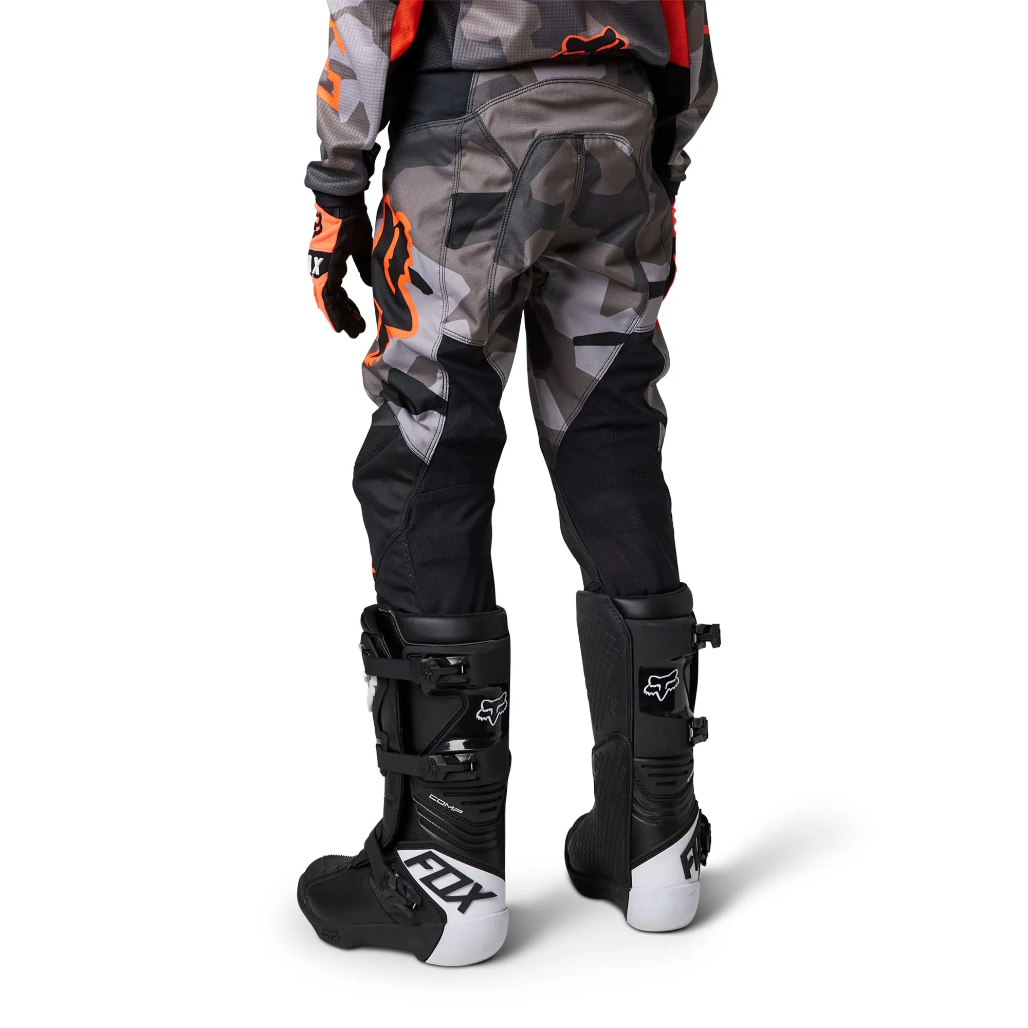 Fox Racing  Youth Grey Camo 180 BNKR Pants Heat Abrasion Resistant Stretch Zip