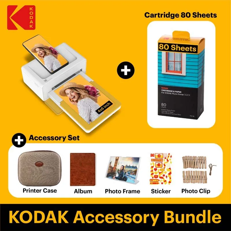 Kodak Instant Dock Plus Cartridge   Accessories Bundle - Yellow