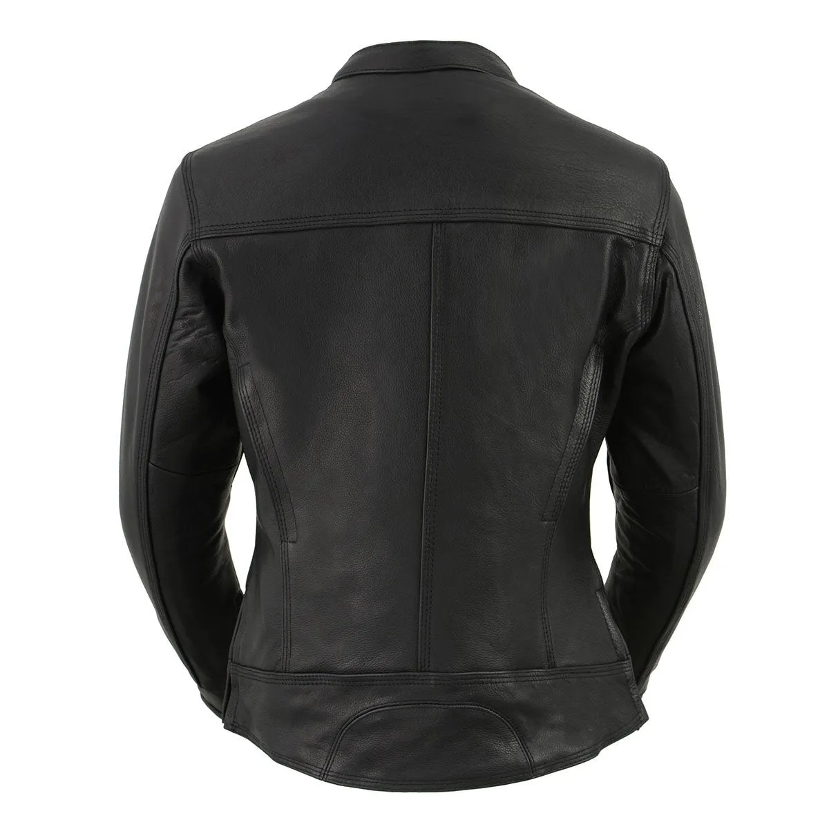 Milwaukee Leather MLL2552 Women's Cool-Tec Black Leather Scooter Triple Stitch Motorcycle Jacket