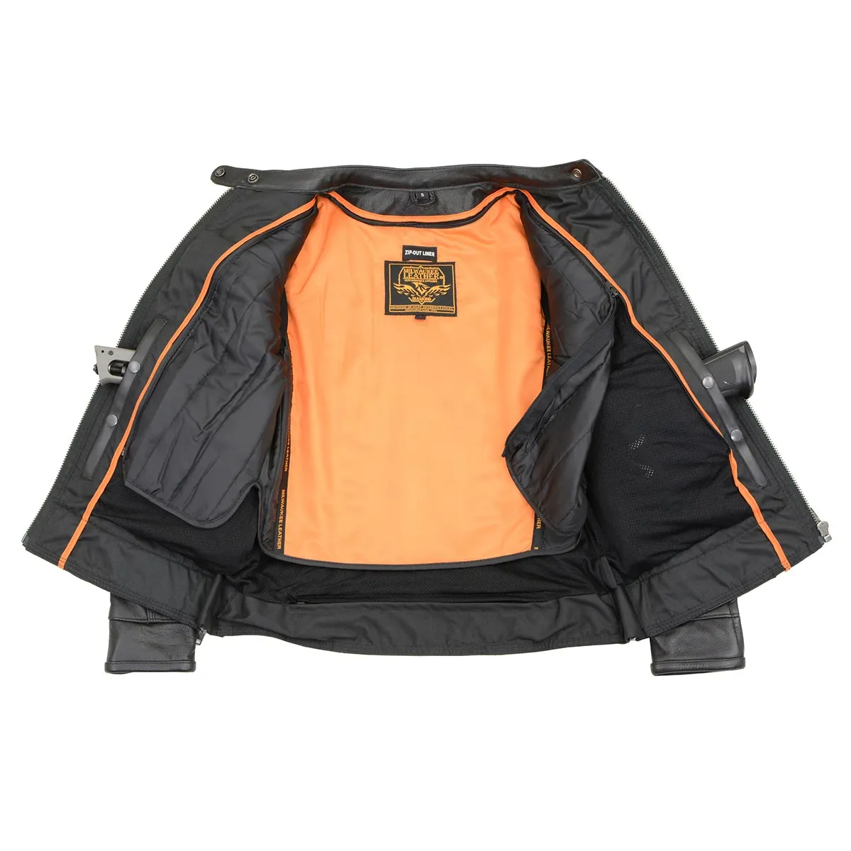 Milwaukee Leather MLL2552 Women's Cool-Tec Black Leather Scooter Triple Stitch Motorcycle Jacket