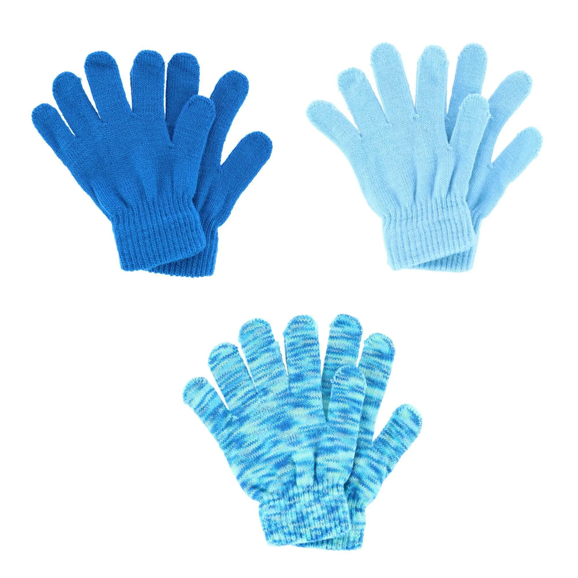 Polar Extreme Girl's One Size Multi Knit Magic Gloves (Pack of 3)