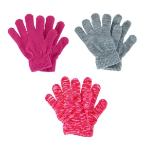 Polar Extreme Girl's One Size Multi Knit Magic Gloves (Pack of 3)