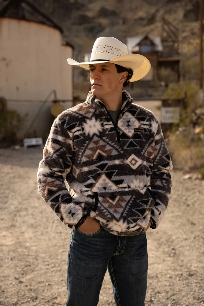 "Hooey Fleece Pullover" Grey/Aztec