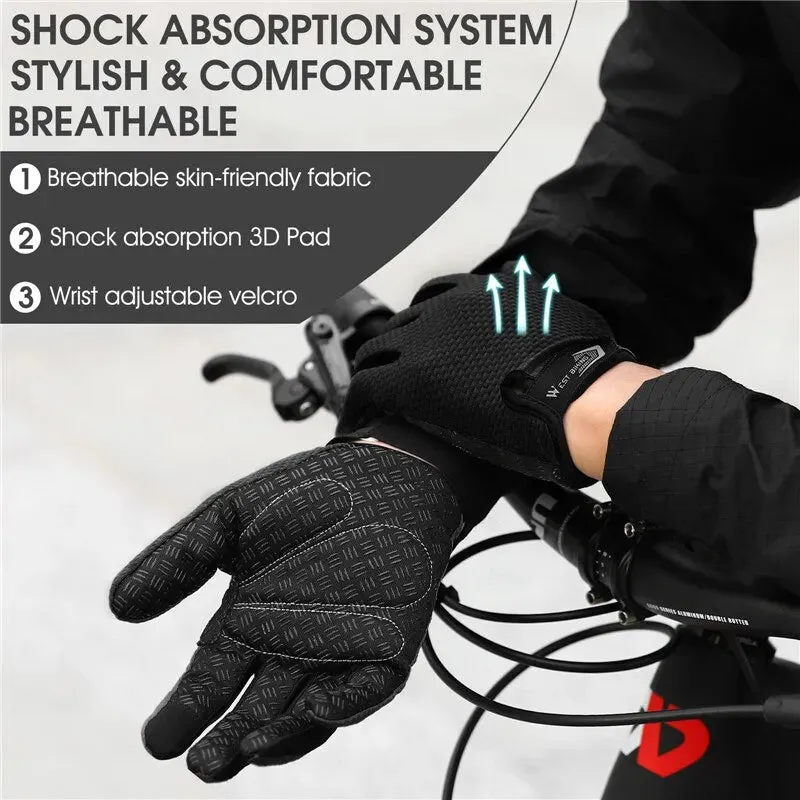 Summer Cycling Gloves Full Finger MTB Bike Gloves Touch Screen Non Slip Silicone Palm Driving Riding Gloves