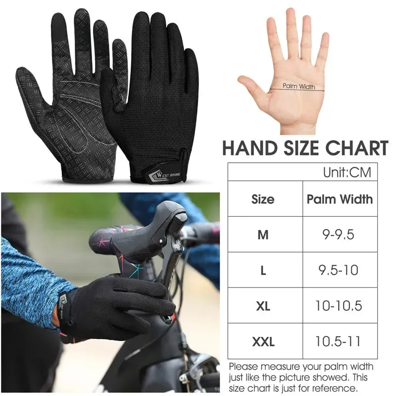 Summer Cycling Gloves Full Finger MTB Bike Gloves Touch Screen Non Slip Silicone Palm Driving Riding Gloves