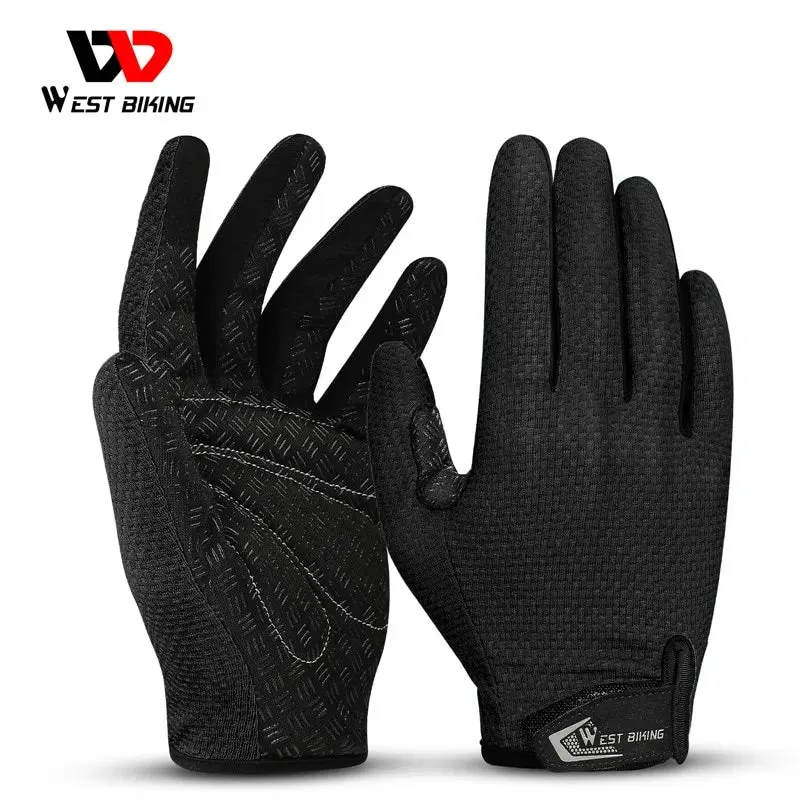 Summer Cycling Gloves Full Finger MTB Bike Gloves Touch Screen Non Slip Silicone Palm Driving Riding Gloves
