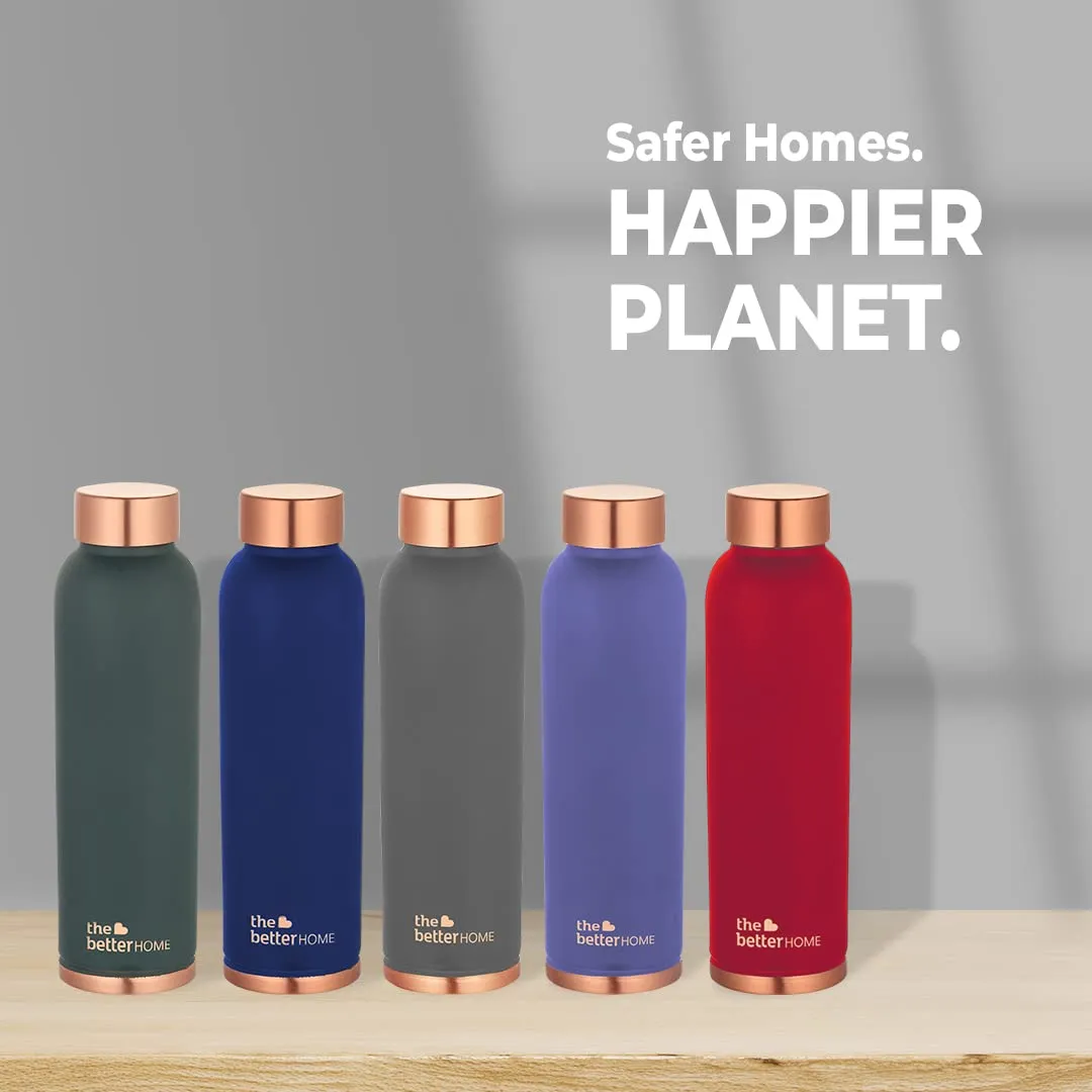 The Better Home Copper Water Bottle 1 Litre(5Pcs) BPA Free Leak Proof Bottle for School Kids | Non Plastic Bottles for Office 1  Litre Capacity | Water Bottal | Dr Copper Water Bottle-Grey