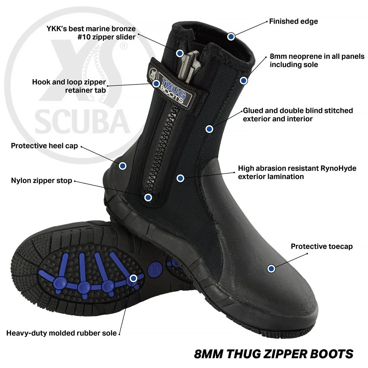 Used XS Scuba 8mm Thug Dive Boots-10