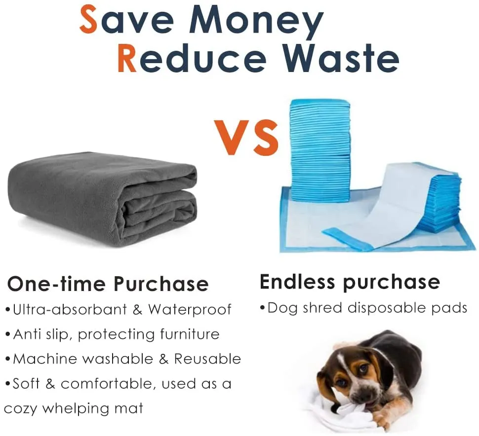 Washable Pee Pads for Dogs 65"X45"/72"X72" Extra Large Reusable Pee Pads Waterproof Pet Mat