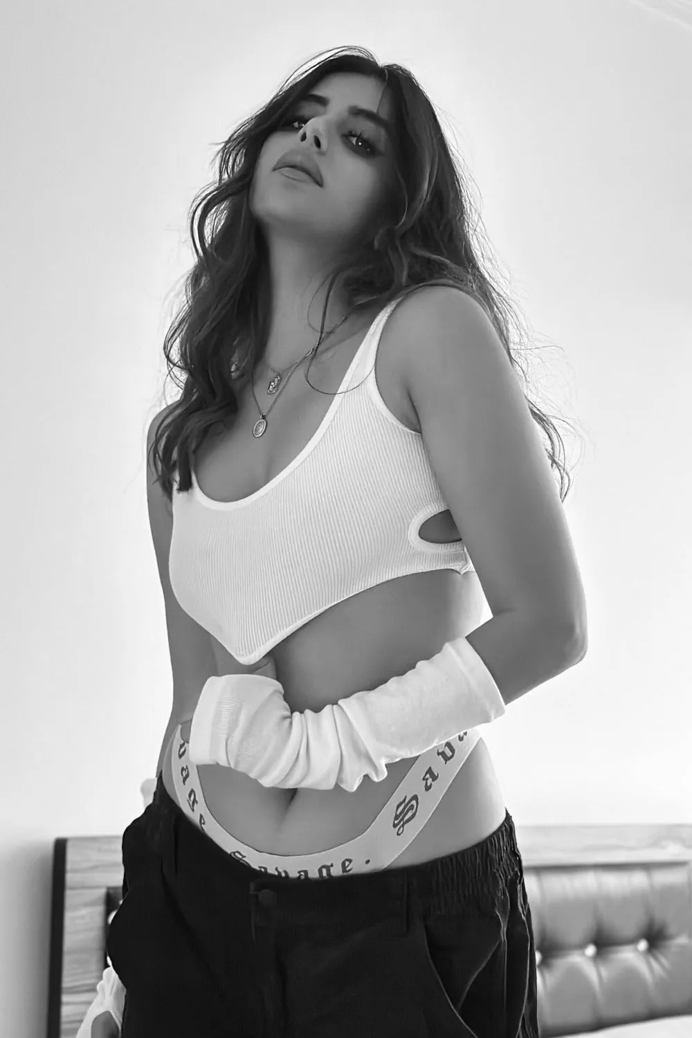 White Cut Out Rib Top