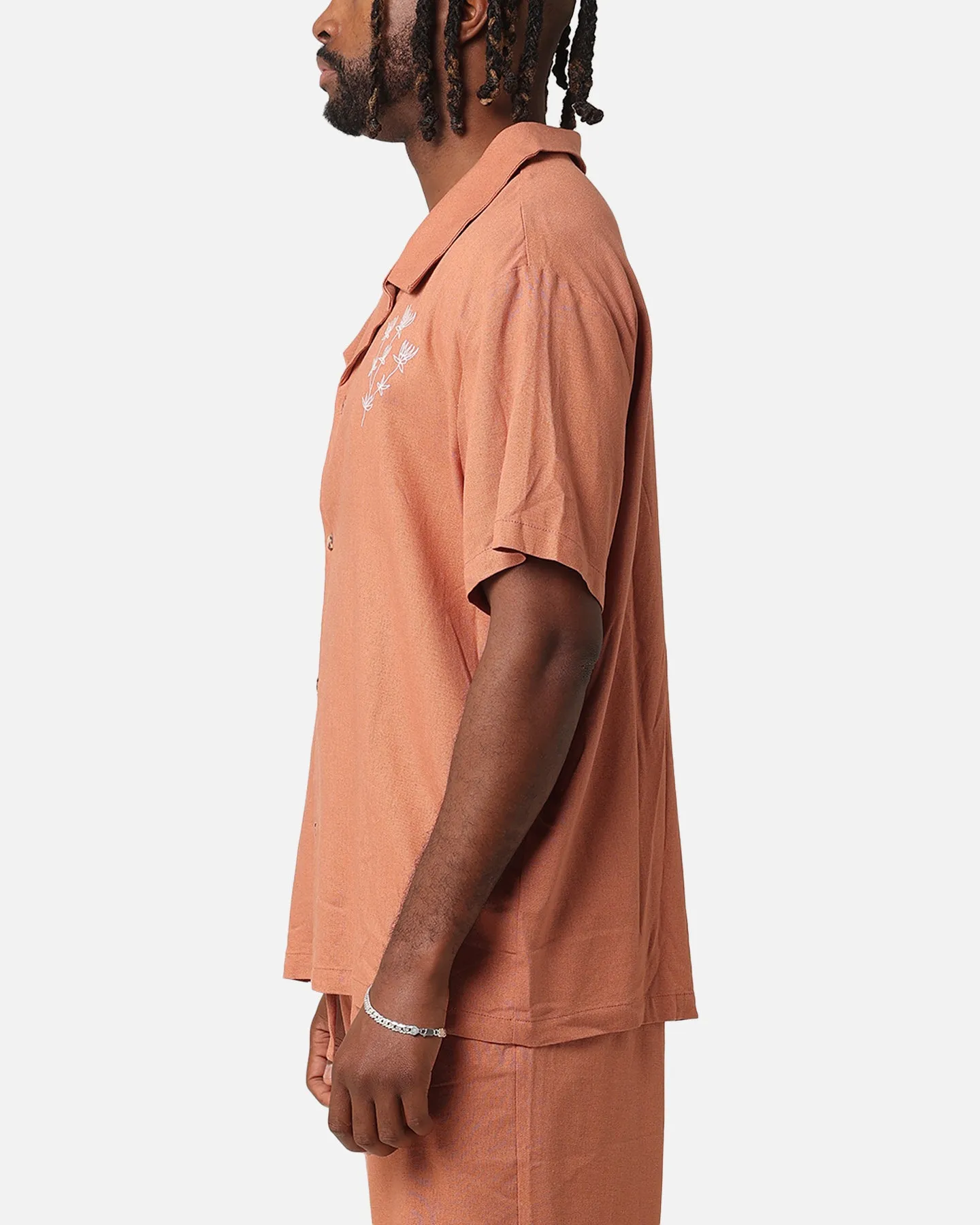 XXIII Desert Flower Linen Button Up Shirt Tan