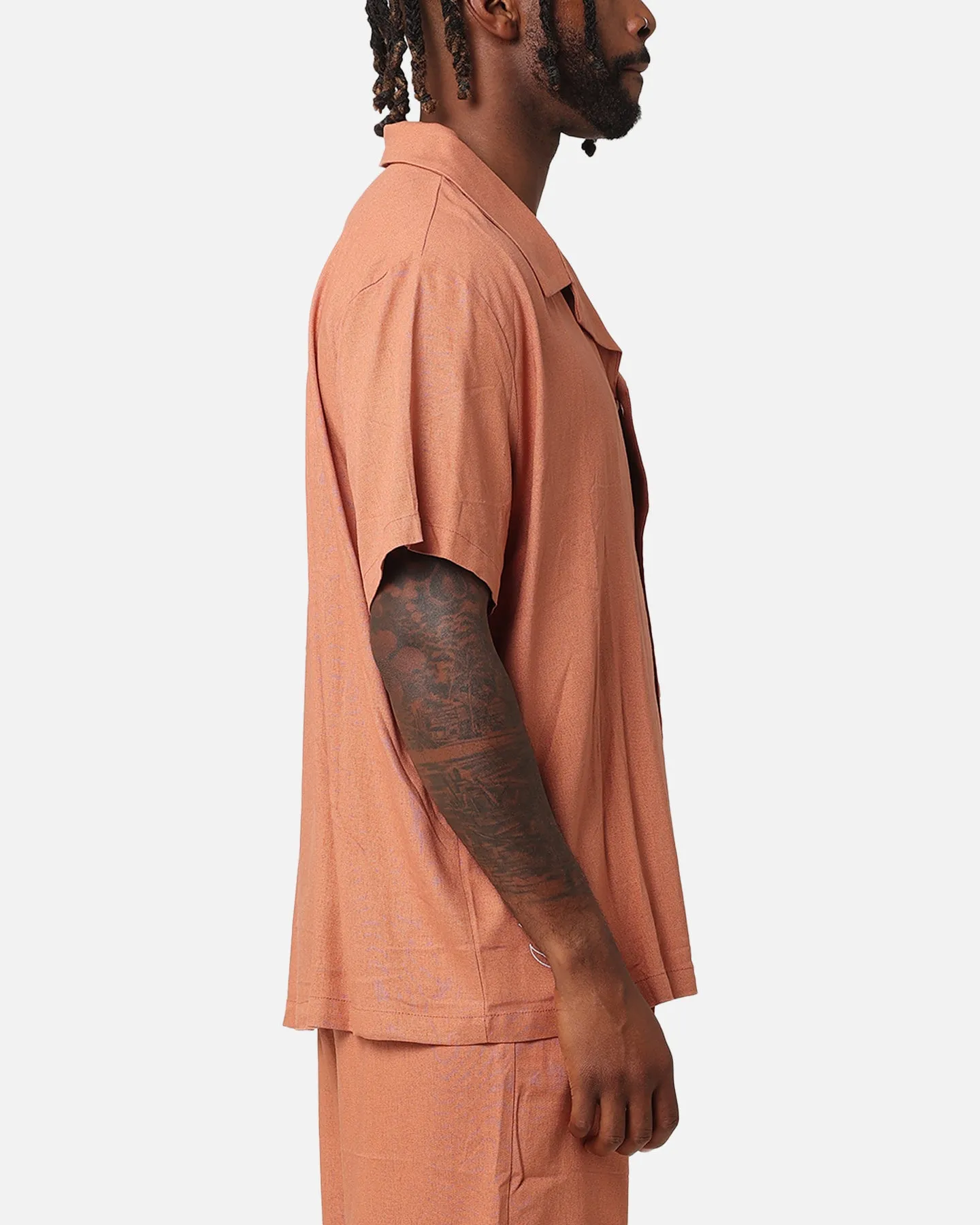 XXIII Desert Flower Linen Button Up Shirt Tan