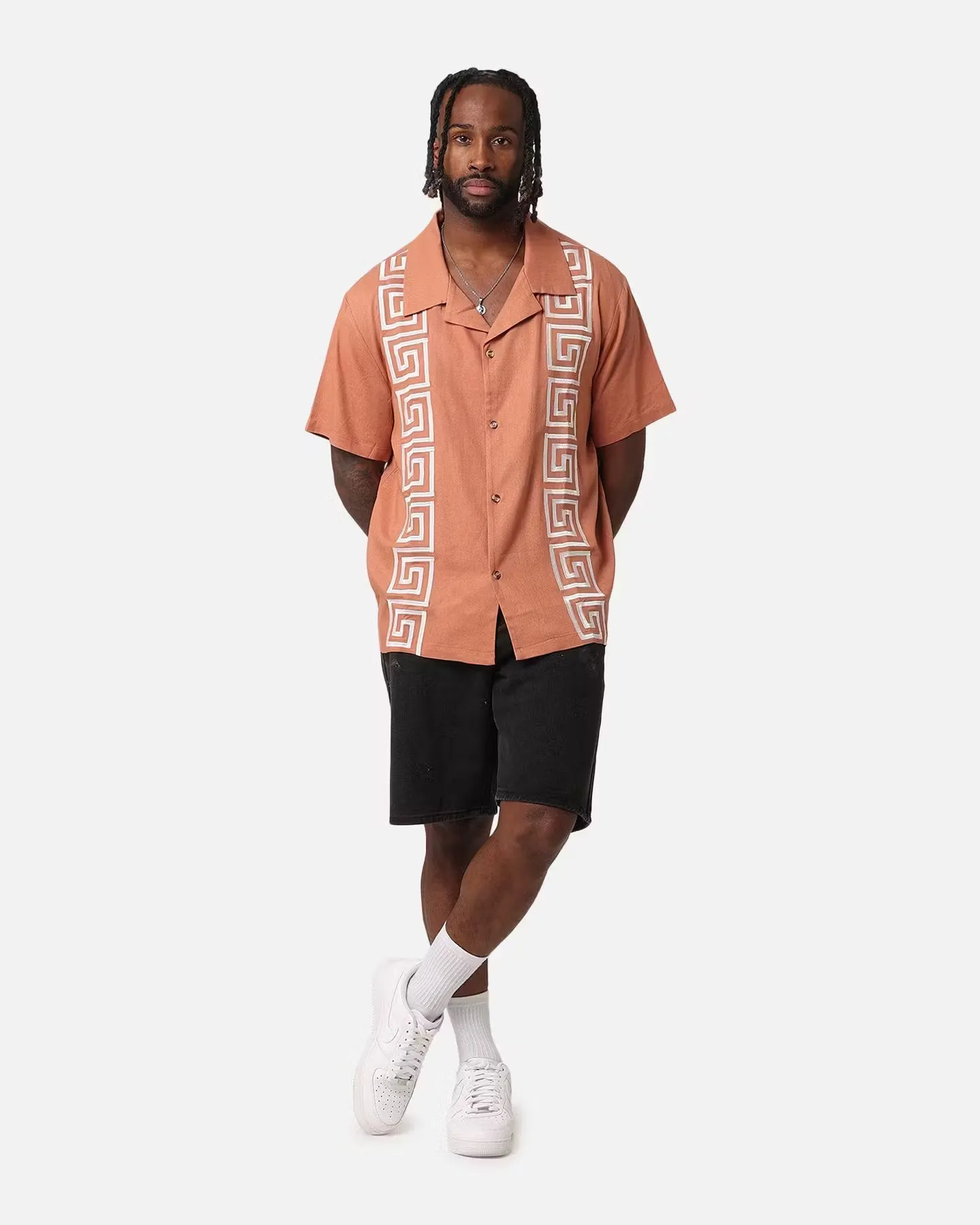 XXIII Hellas Linen Button Up Shirt Off Tan/White